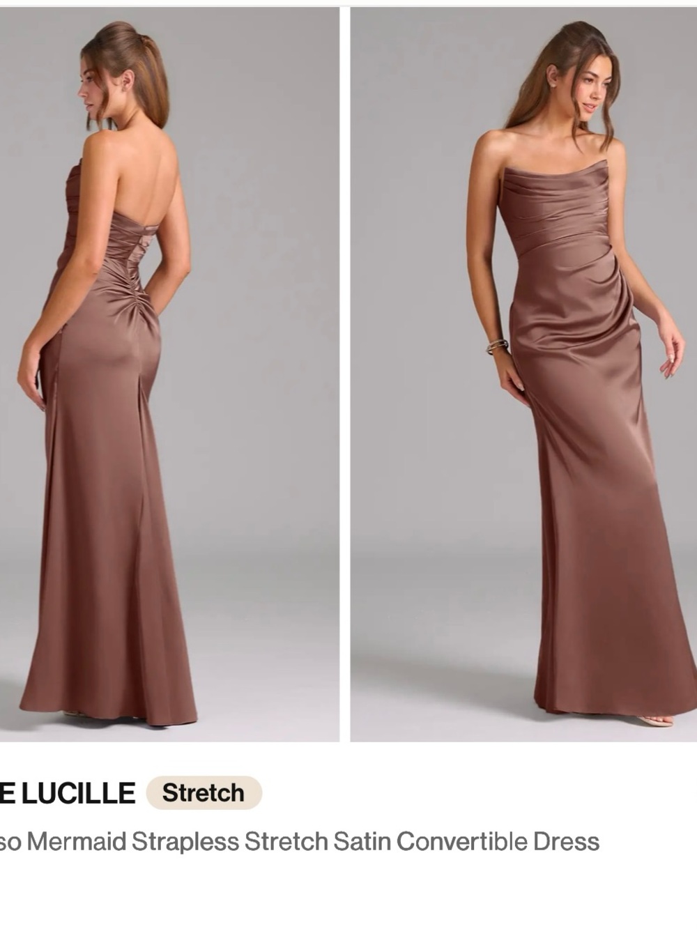 Azazie Strapless Satin Mermaid Dress in Brown